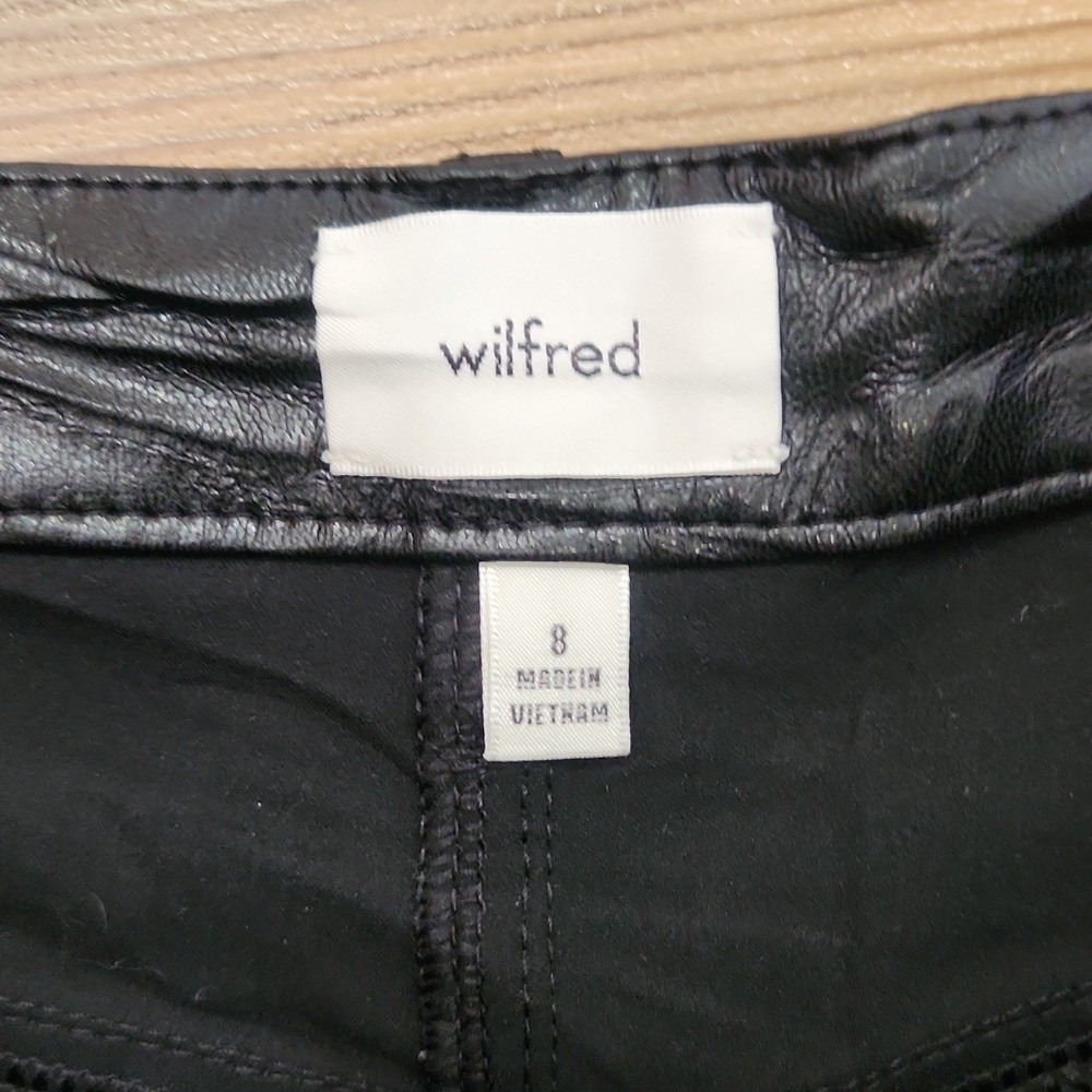 Artitzia Wilfred Vegan Leather Straight Leg Boho Edgy Baddie Black 8 High Rise - Picture 5 of 9